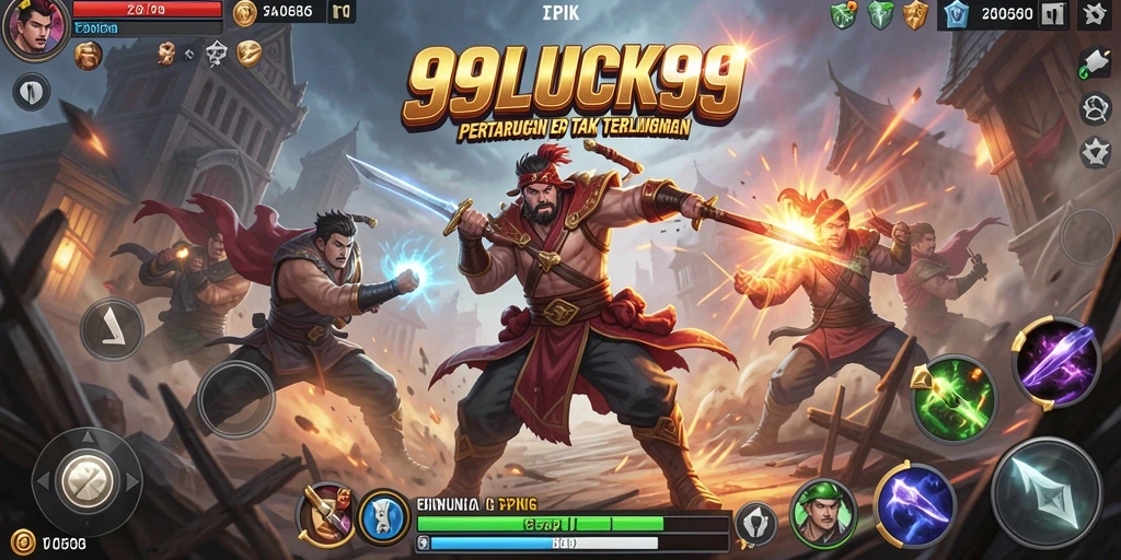 Screenshot gameplay 99LUCK99 dengan pertarungan seru di arena.