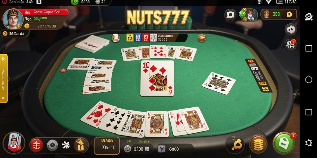 Screenshot utama NUTS777 menampilkan gameplay Gaple yang seru dan interaktif.