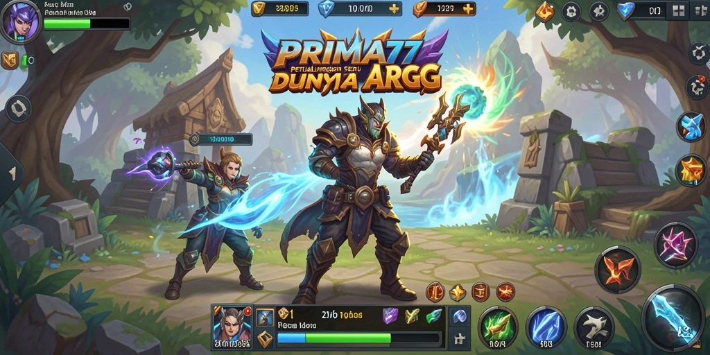 Tampilan screenshot utama PRIMA77 menampilkan aksi pertempuran yang intens.